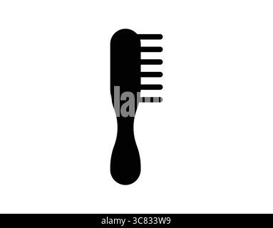 This image features a simple black silhouette of a hair comb icon on a white background, perfect for grooming or beauty-related projects. Stock Vector