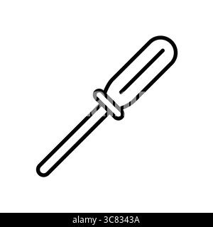 This minimalist illustration showcases a flathead screwdriver in a simple, monochrome design. Ideal for depicting tools in various projects or DIY the Stock Vector