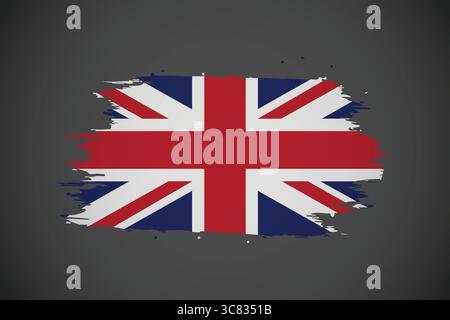 United Kingdom Flag Design with Artistic Brushstrokes. Stock Vector