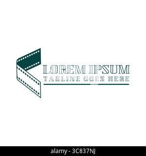 Simple Minimalist Video Strip Film Reel for Movie Cinema Logo Design Vector Stock Vector