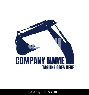 Vintage Retro Mining Backhoe Excavator Arm Silhouette Logo Design Vector Stock Vector