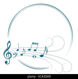 The stylized blue frame with music notes. Stock Vector