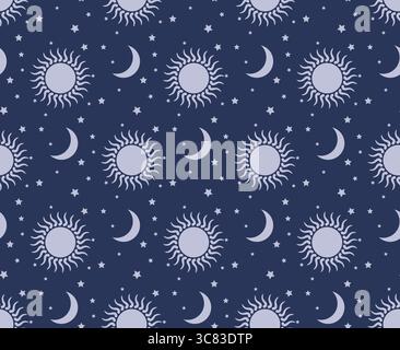 Seamless background with the sun and the moon. Stock Vector