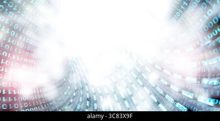 Horizontal or vertical futuristic background with mesh tunnel from a binary code and abstract circuit board. Global communication, cyber technology, i Stock Photo
