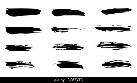 Brushes and elements for notes highlighting text. Vector illustration. Stock Vector