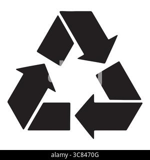 Powerful Black Recycling Symbol Icon Representing Sustainability, Eco Friendly Practices, Waste Reduction and Environmental Awareness Stock Vector