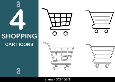 Modern shopping cart icons offer clean, professional designs for e-commerce and retail branding needs Stock Vector