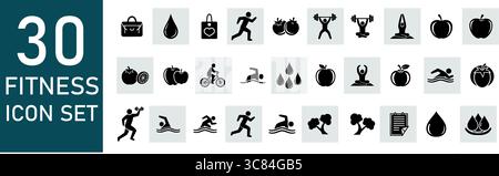 Dynamic fitness icon set for healthy lifestyle branding and wellness promotion Stock Vector