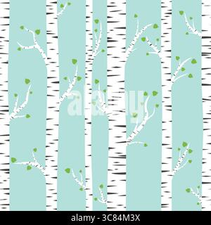Seamless background with summer birch forest. Stock Vector