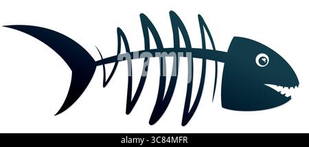 A symbol of Skeleton of big predatory sea fish. Stock Vector
