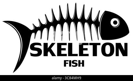 A symbol of Skeleton of big predatory sea fish. Stock Vector