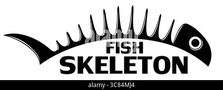 A symbol of Skeleton of big predatory sea fish. Stock Vector