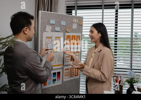 creative planning phone app development template layout, User experience concept, website designer, develop team UX designer working on smartphone app Stock Photo
