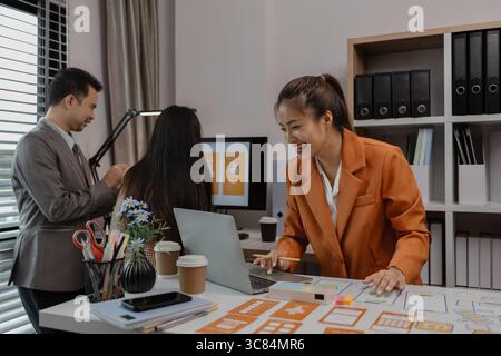 creative planning phone app development template layout, User experience concept, website designer, develop team UX designer working on smartphone app Stock Photo