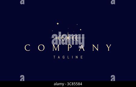 A vector golden logo featuring an abstract image a planetary alignment forming a parade, crowned by a radiant star at the top. Stock Vector