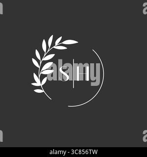 Initial letter SH wedding monogram logo design inspiration vector graphic Stock Vector