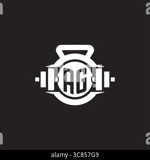 Initial AG logo design ideas with simple dumbbell and kettlebell icon vector graphic vector graphic Stock Vector