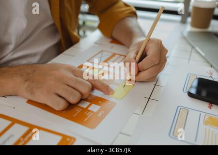 A digital product developer is working on a plan to work with research data to guide the development of a website that is as effective as possible for Stock Photo