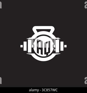 Initial AQ logo design ideas with simple dumbbell and kettlebell icon vector graphic vector graphic Stock Vector