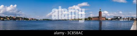 Panoramic view of Stockholm on Riddarfjarden lake Stock Photo