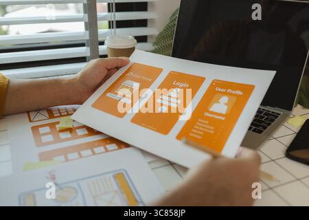 A digital product developer is working on a plan to work with research data to guide the development of a website that is as effective as possible for Stock Photo