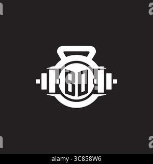 Initial BD logo design ideas with simple dumbbell and kettlebell icon vector graphic vector graphic Stock Vector