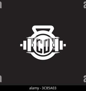 Initial CD logo design ideas with simple dumbbell and kettlebell icon vector graphic vector graphic Stock Vector
