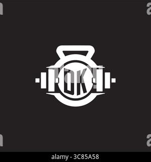 Initial DK logo design ideas with simple dumbbell and kettlebell icon vector graphic vector graphic Stock Vector