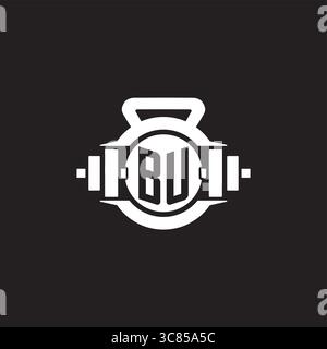 Initial BU logo design ideas with simple dumbbell and kettlebell icon vector graphic vector graphic Stock Vector