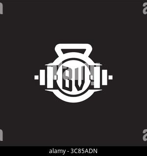 Initial BV logo design ideas with simple dumbbell and kettlebell icon vector graphic vector graphic Stock Vector