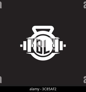 Initial BL logo design ideas with simple dumbbell and kettlebell icon vector graphic vector graphic Stock Vector