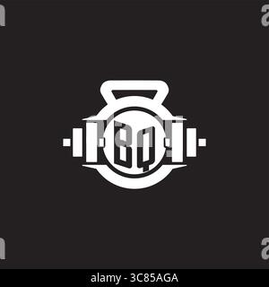 Initial BQ logo design ideas with simple dumbbell and kettlebell icon vector graphic vector graphic Stock Vector
