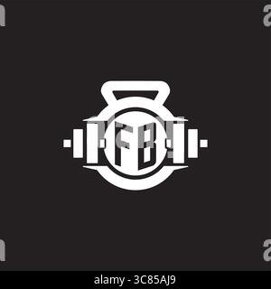 Initial FB logo design ideas with simple dumbbell and kettlebell icon vector graphic vector graphic Stock Vector