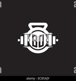 Initial BO logo design ideas with simple dumbbell and kettlebell icon vector graphic vector graphic Stock Vector