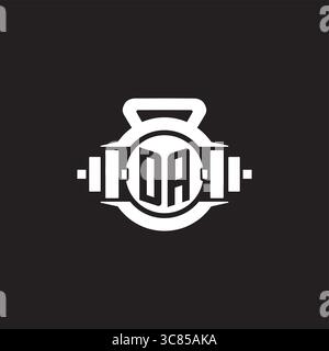 Initial DA logo design ideas with simple dumbbell and kettlebell icon vector graphic vector graphic Stock Vector