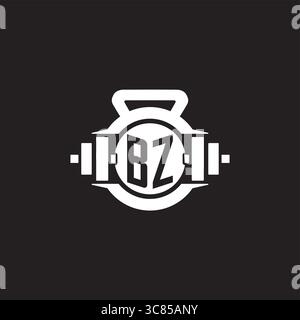 Initial BZ logo design ideas with simple dumbbell and kettlebell icon vector graphic vector graphic Stock Vector