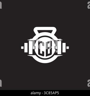 Initial CB logo design ideas with simple dumbbell and kettlebell icon vector graphic vector graphic Stock Vector