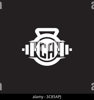 Initial CA logo design ideas with simple dumbbell and kettlebell icon vector graphic vector graphic Stock Vector