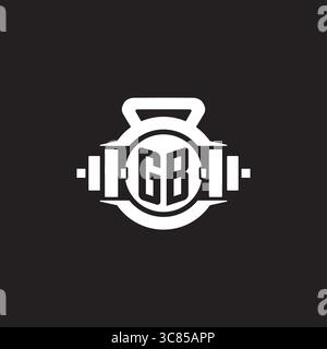 Initial GB logo design ideas with simple dumbbell and kettlebell icon vector graphic vector graphic Stock Vector