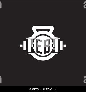 Initial EB logo design ideas with simple dumbbell and kettlebell icon vector graphic vector graphic Stock Vector