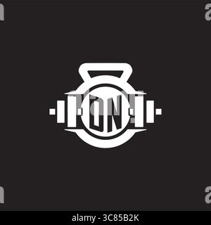 Initial DN logo design ideas with simple dumbbell and kettlebell icon vector graphic vector graphic Stock Vector
