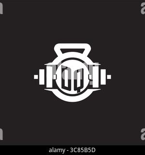 Initial DQ logo design ideas with simple dumbbell and kettlebell icon vector graphic vector graphic Stock Vector