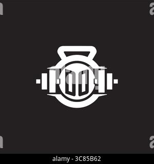 Initial DO logo design ideas with simple dumbbell and kettlebell icon vector graphic vector graphic Stock Vector
