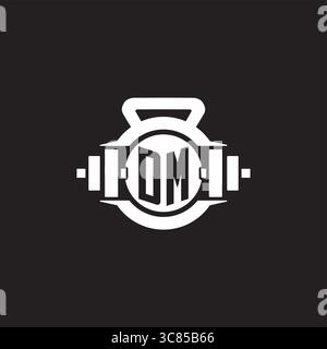 Initial DM logo design ideas with simple dumbbell and kettlebell icon vector graphic vector graphic Stock Vector