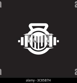 Initial HU logo design ideas with simple dumbbell and kettlebell icon vector graphic vector graphic Stock Vector