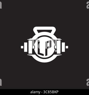 Initial LP logo design ideas with simple dumbbell and kettlebell icon vector graphic vector graphic Stock Vector