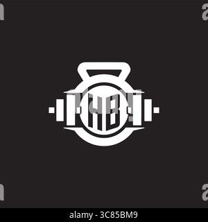 Initial HB logo design ideas with simple dumbbell and kettlebell icon vector graphic vector graphic Stock Vector