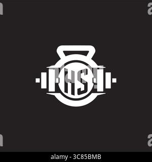 Initial HS logo design ideas with simple dumbbell and kettlebell icon vector graphic vector graphic Stock Vector