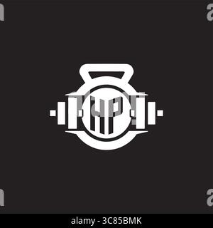 Initial HP logo design ideas with simple dumbbell and kettlebell icon vector graphic vector graphic Stock Vector
