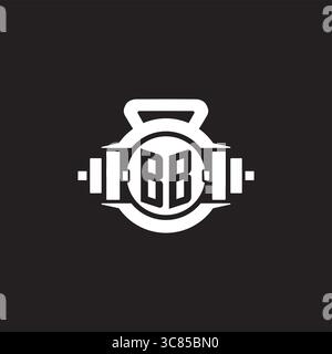 Initial BB logo design ideas with simple dumbbell and kettlebell icon vector graphic vector graphic Stock Vector